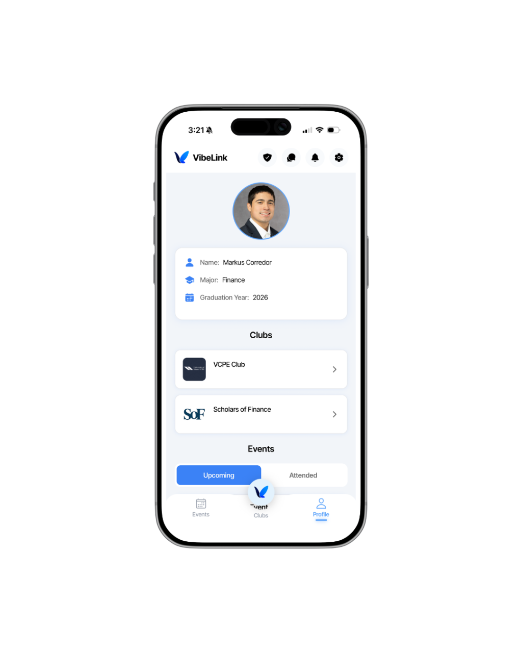 VibeLink Profile screen